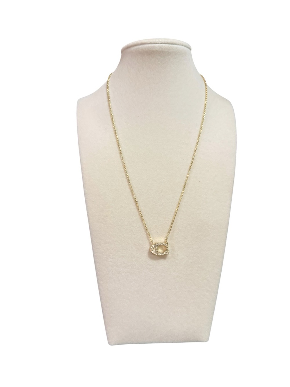 Coach Gold Tone Crystal C Logo Pendant Necklace - Picture 5 of 5